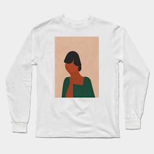 Woman Thinking - Boho Art Illustration Long Sleeve T-Shirt